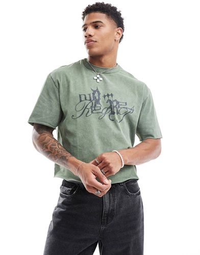 T-shirt crop top décontracté en tissu épais avec imprimé grunge et ourlet brut - Asos Design - Modalova
