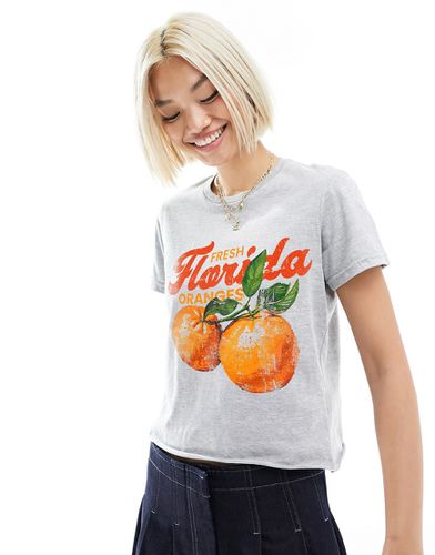 T-shirt effet rétréci à imprimé oranges - chiné - Asos Design - Modalova