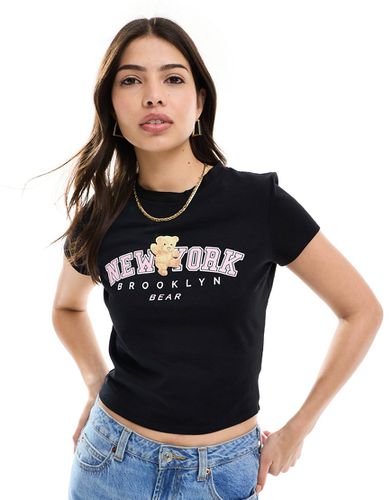 T-shirt effet rétréci à inscription New York Brooklyn Bear » - Asos Design - Modalova