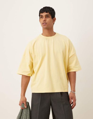 T-shirt pais oversize coupe carre  paules tombantes - Citron - Asos Design - Modalova