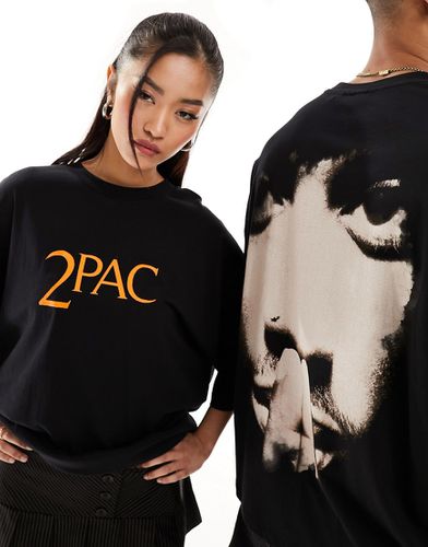 T-shirt oversize unisexe à imprimé visage de Tupac sous licence - Asos Design - Modalova