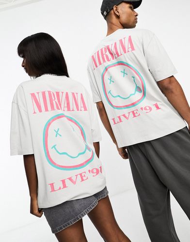 T-shirt oversize unisexe avec motif et imprimé Nirvana sous licence - clair - Asos Design - Modalova