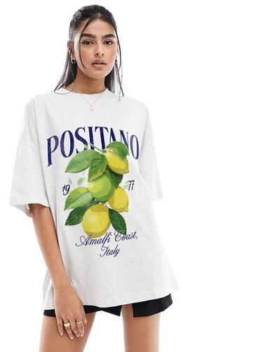 T-shirt oversize à motif Positano Italy et citron - glacé chiné - Asos Design - Modalova