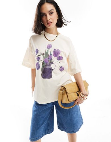 T-shirt oversize à motif tulipe brodé - Asos Design - Modalova