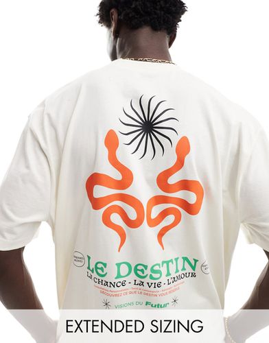 T-shirt oversize à imprimé céleste au dos - Blanc cassé - Asos Design - Modalova