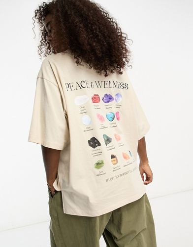 T-shirt oversize à imprimé cristaux au dos - Beige - Asos Design - Modalova