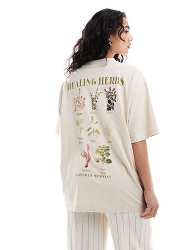 T-shirt oversize à imprimé Healing Herbs au dos - Taupe - Asos Design - Modalova