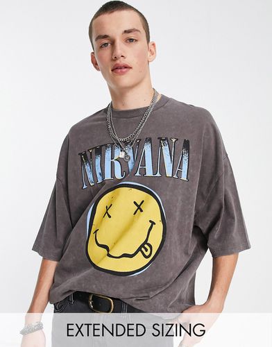 T-shirt oversize à imprimé smiley Nirvana - délavé - Asos Design - Modalova