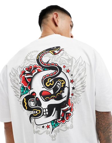T-shirt oversize à imprimé tête de mort et serpent au dos - Asos Design - Modalova