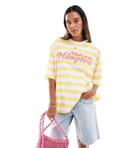 T-shirt oversize à rayures et imprimé Hamptons - Jaune - Asos Design - Modalova