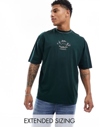 T-shirt oversize avec imprimé cricket à l'avant - Vert foncé - Asos Design - Modalova