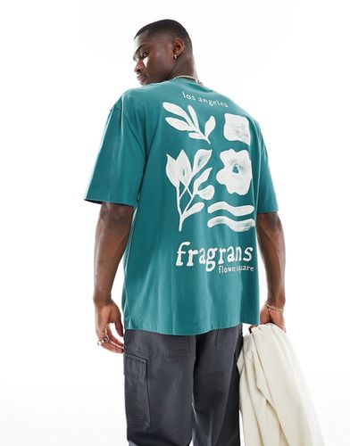 T-shirt oversize avec imprimé fleurs au dos - foncé - Asos Design - Modalova