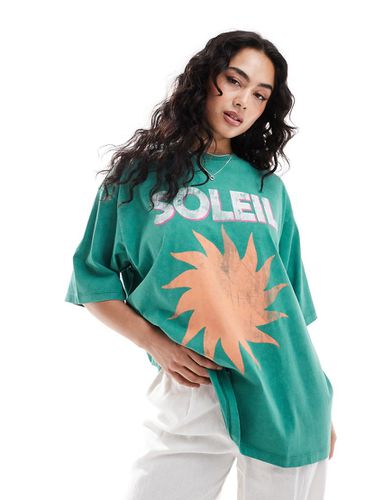 T-shirt oversize avec imprimé Soleil - délavé - Asos Design - Modalova