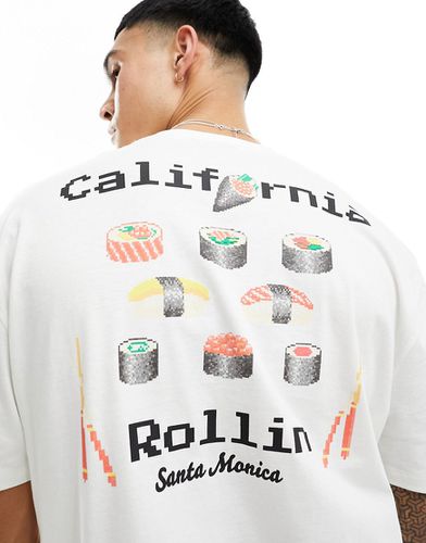 T-shirt oversize avec imprimé sushi au dos - Asos Design - Modalova