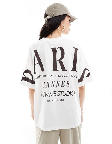 T-shirt oversize avec imprimé Paris au dos - Crème - Asos Design - Modalova