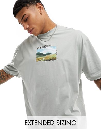 T-shirt oversize avec imprimé photo montagne sur le devant - Asos Design - Modalova