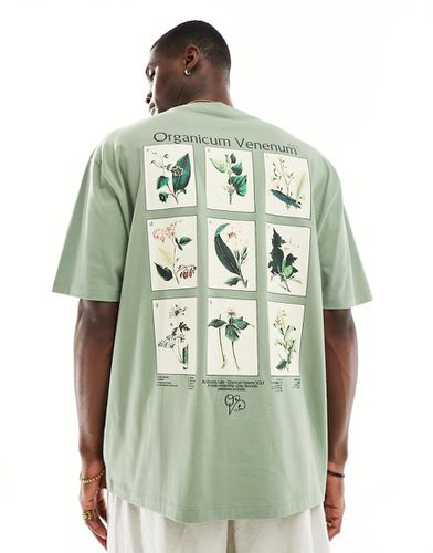 T-shirt oversize avec imprimé plante au dos - Kaki - Asos Design - Modalova