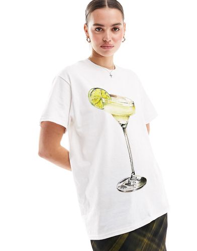 T-shirt oversize avec imprimé verre de cocktail et citron vert - Asos Design - Modalova