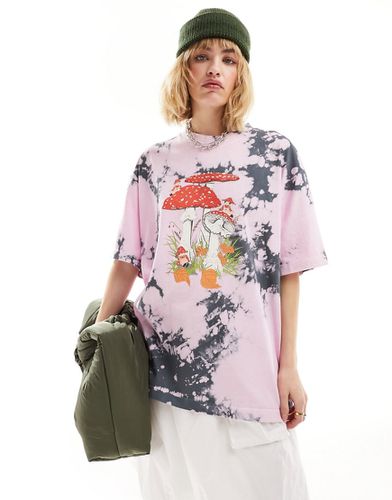 T-shirt oversize effet tie-dye à imprimé champignons - Asos Design - Modalova