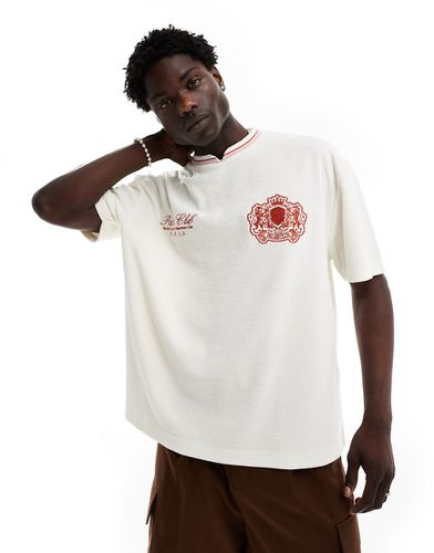 T-shirt oversize en tissu éponge avec broderie - Blanc cassé - Asos Design - Modalova