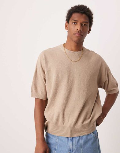 T-shirt oversize en maille pique texture - Taupe - Asos Design - Modalova