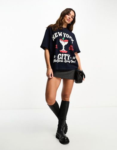 T-shirt oversize épais à motif New York et pomme - Asos Design - Modalova