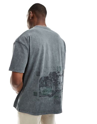 T-shirt oversize épais à imprimé London au dos - Gris délavé - Asos Design - Modalova