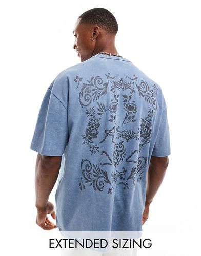 T-shirt oversize épais avec imprimé au dos - délavé - Asos Design - Modalova