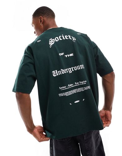 T-shirt oversize imprimé au dos - Vert foncé - Asos Design - Modalova