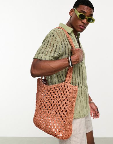 Tote bag bandoulière au crochet - Marron - Asos Design - Modalova