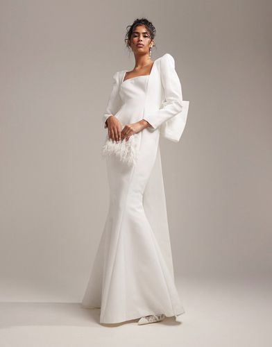 Toby - Robe de mariée tendance avec encolure carrée et naud dans le dos - Asos Design - Modalova