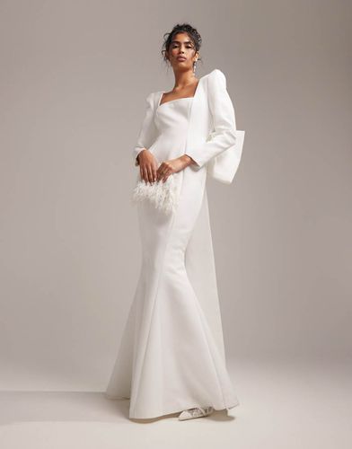 Toby - Robe de mariée tendance avec encolure carrée et naud dans le dos - Asos Design - Modalova