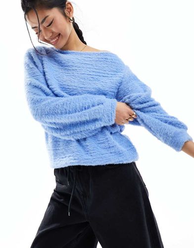 Top à épaules dénudées en maille duveteuse - Bleuet - Asos Design - Modalova