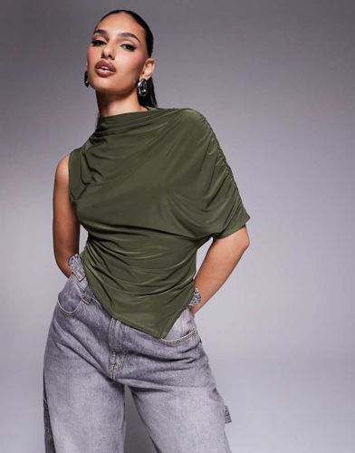 Top  ourlet asymtrique et manche moulante - Kaki - Asos Design - Modalova