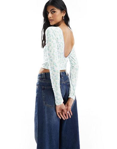 Top à petites fleurs avec dos échancré - Bleu - Asos Design - Modalova