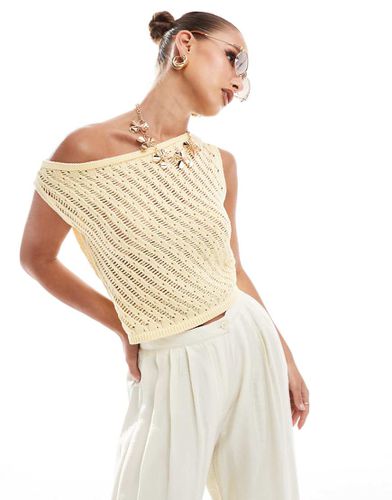 Top asymétrique en maille - Jaune citron - Asos Design - Modalova