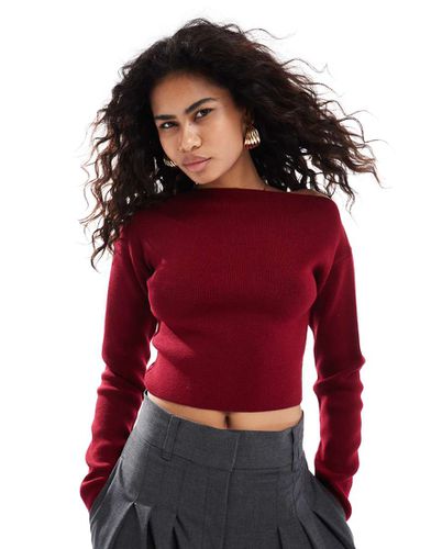 Top asymétrique en maille structurée - Bordeaux - Asos Design - Modalova