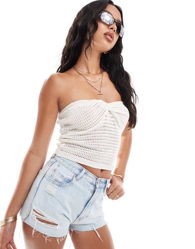 Top bustier torsadé en maille - Écru - Asos Design - Modalova