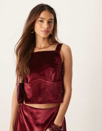 Top d'ensemble en velours avec bretelles noues - Bordeaux - Asos Design - Modalova