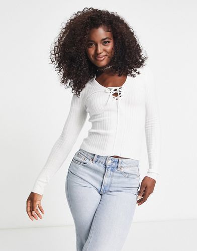 Top en maille à laçage - Crème - Asos Design - Modalova