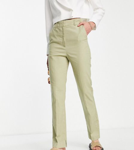 Tall - Pantalon cigarette coupe slim en lin - Olive - Asos Design - Modalova