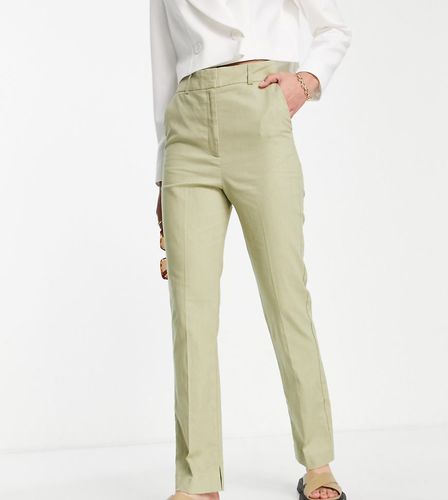 ASOS DESIGN Tall - Pantalon cigarette coupe slim en lin - Olive - Asos Tall - Modalova