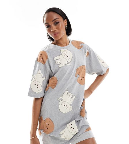 ASOS DESIGN Tall - Pyjama avec t-shirt et short legging à imprimé chiens - chiné - Asos Tall - Modalova