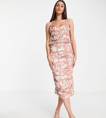 ASOS DESIGN Tall - Robe mi-longue imprimée et drapée avec corsage froncé - Asos Tall - Modalova