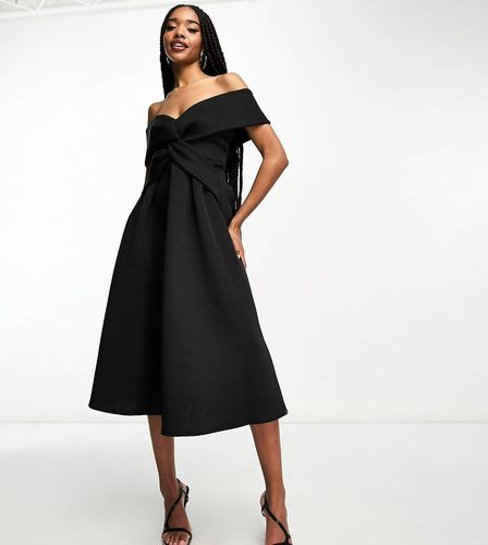 ASOS DESIGN Tall - Robe mi-longue patineuse de bal de promo à épaules dénudées et détail torsadé - Asos Tall - Modalova