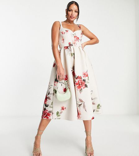 ASOS DESIGN Tall - Robe de bal de promo mi-longue à fleurs et détails style corset - Asos Tall - Modalova