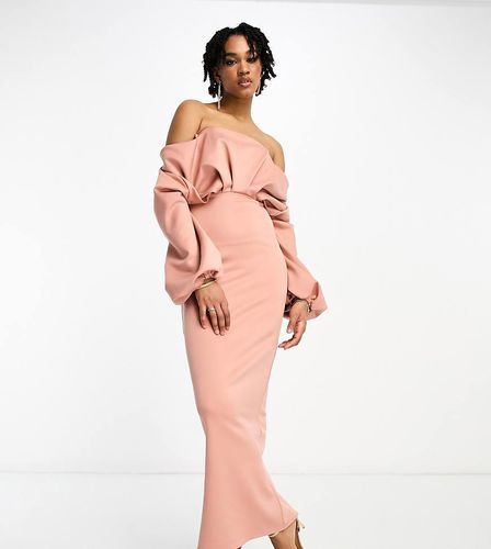 ASOS DESIGN Tall - Robe fourreau mi-longue à manches longues et épaules dénudées - Blush - Asos Tall - Modalova