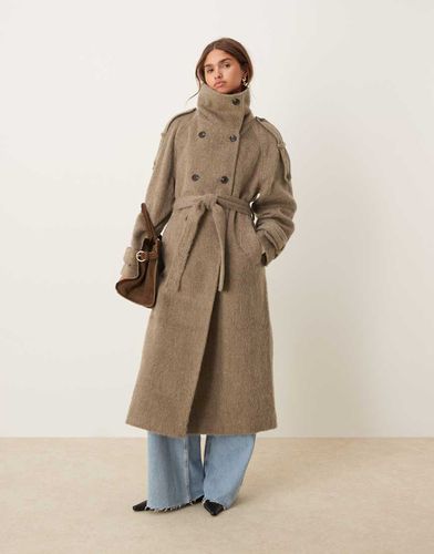 Trench-coat en maille brossée à col cheminée - Champignon - Asos Design - Modalova