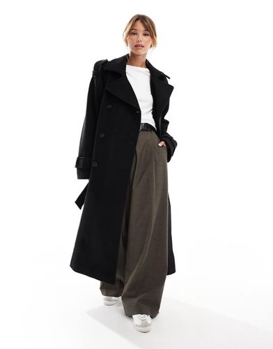 Trench-coat habillé en imitation laine - Noir - Asos Design - Modalova