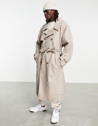 Trench-coat oversize effet laine - Beige - Asos Design - Modalova
